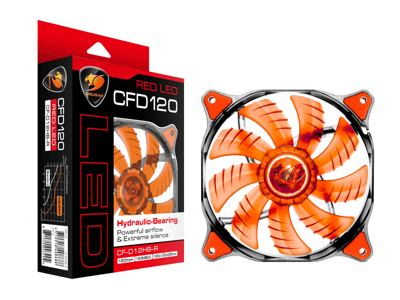 מאוורר למארז Cougar CFD series Red LED 120MM