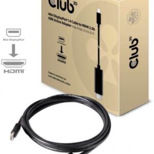 כבל מסך Club 3D mini DisplayPort to HDMI 2.0b HBR2 4K/60Hz 2M