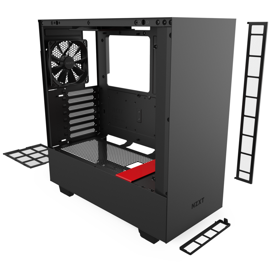 מארז NZXT H510 Matte Black/Red Mid Tower צבע שחור ואדום – תמונה 3