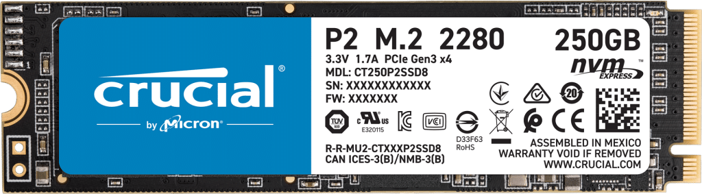 כונן 250GB SSD NVME Crucial CT250P2SSD8 P2 M.2