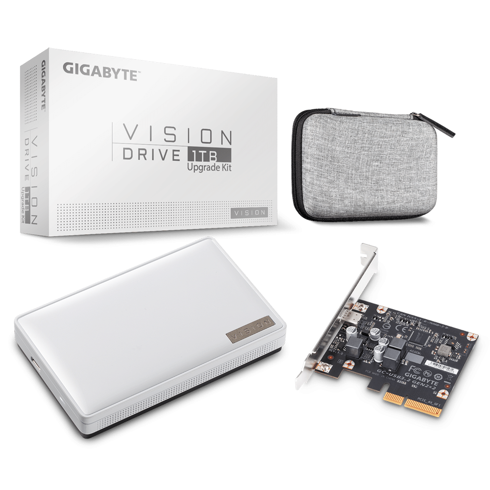 באנדל כונן SSD חיצוני וכרטיס פנימי למחשב Aorus Vision 1TB GP-VSD1TB KIT USB-C