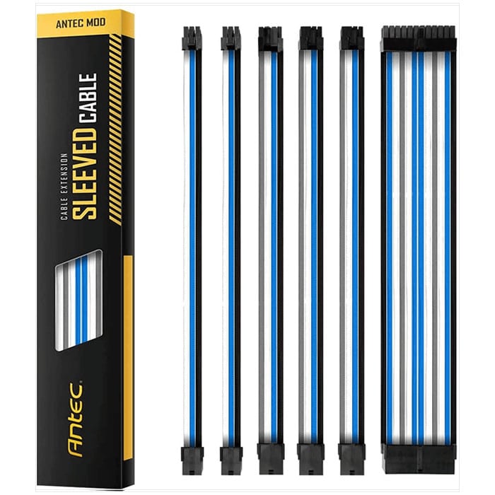 סט כבלים מאריכים לספק כוח Antec PSU Sleeved Extension Cable Kit Blue/Gray